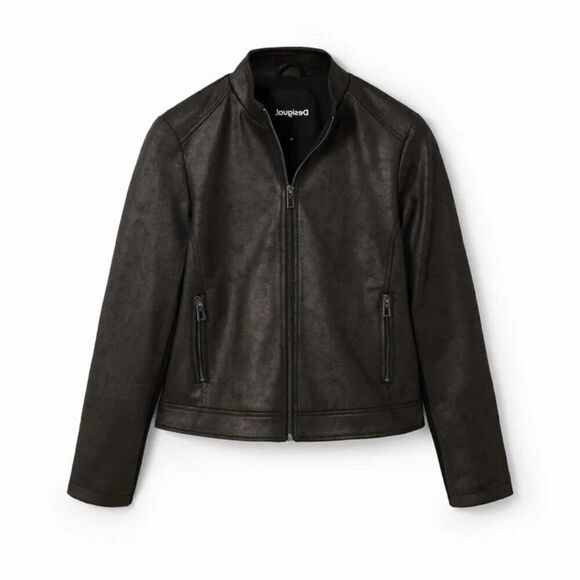 Desigual Women's Toronto Very Soft Slim Biker Jacket 23WWED02 In Black SZ XS NWT - Picture 5 of 8